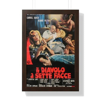 THE DEVIL WITH SEVEN FACES (2) 1971 - Framed Movie Poster 16″ x 24″ Walnut - The Sticker Space