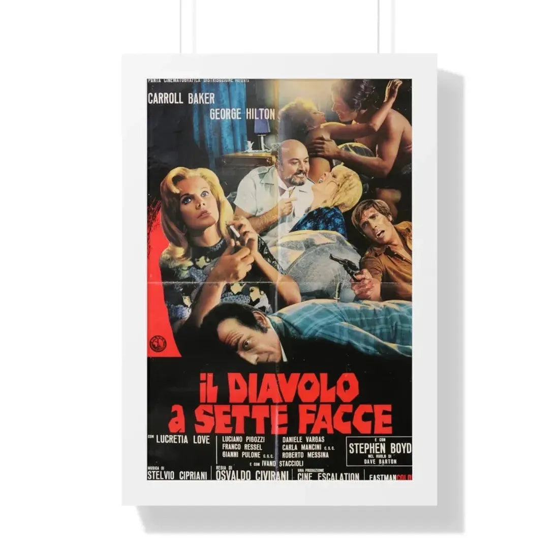 THE DEVIL WITH SEVEN FACES (2) 1971 - Framed Movie Poster 16″ x 24″ White - The Sticker Space