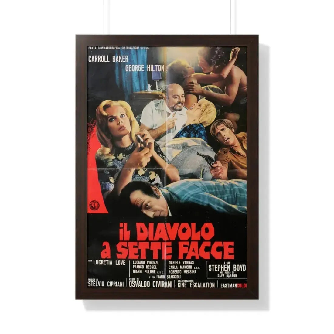 THE DEVIL WITH SEVEN FACES (2) 1971 - Framed Movie Poster 20" x 30" Walnut - The Sticker Space