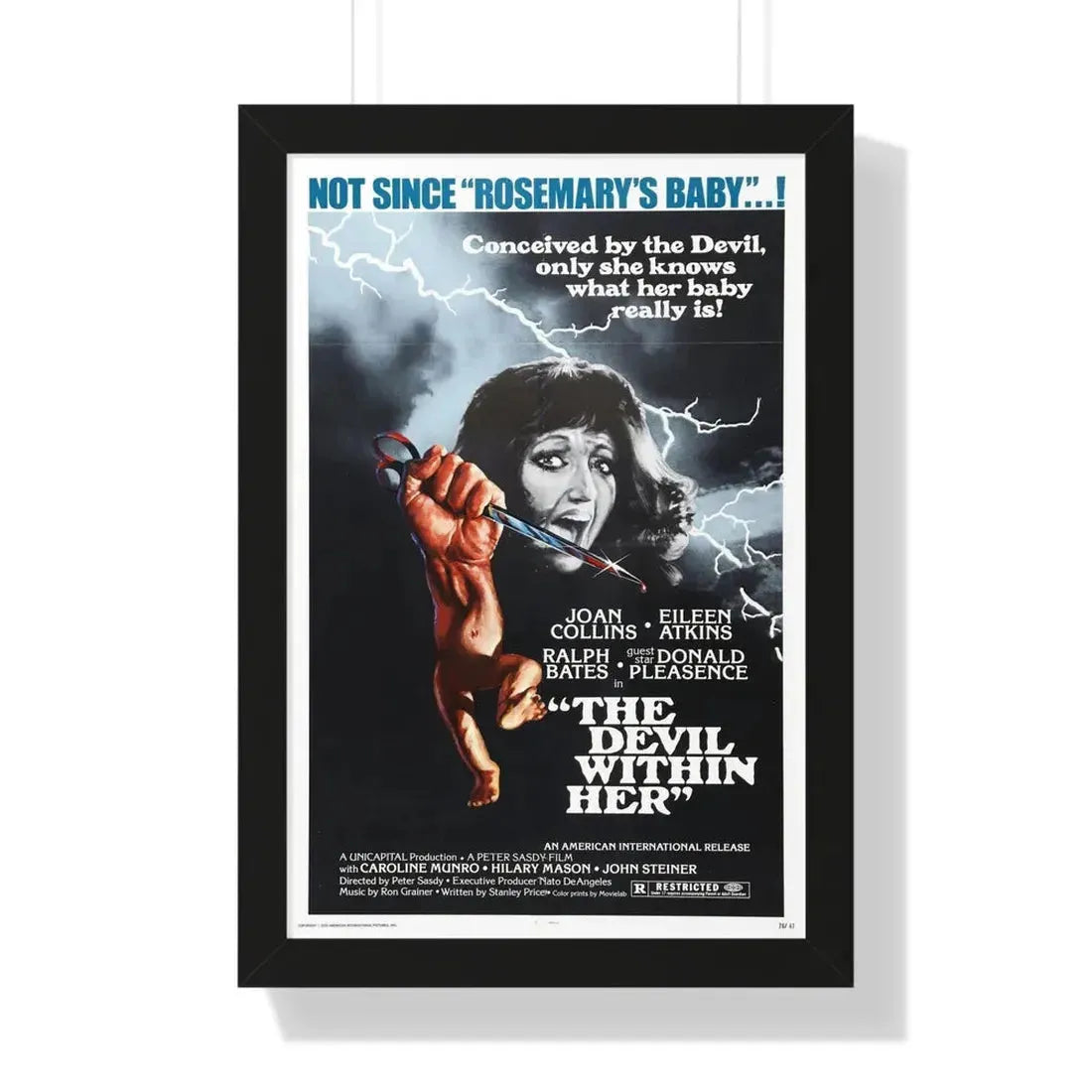 THE DEVIL WITHIN HER (I DON'T WANT TO BE BORN) 1975 - Framed Movie Poster 16″ x 24″ Black - The Sticker Space