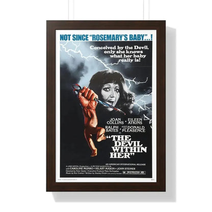 THE DEVIL WITHIN HER (I DON'T WANT TO BE BORN) 1975 - Framed Movie Poster 16″ x 24″ Walnut - The Sticker Space