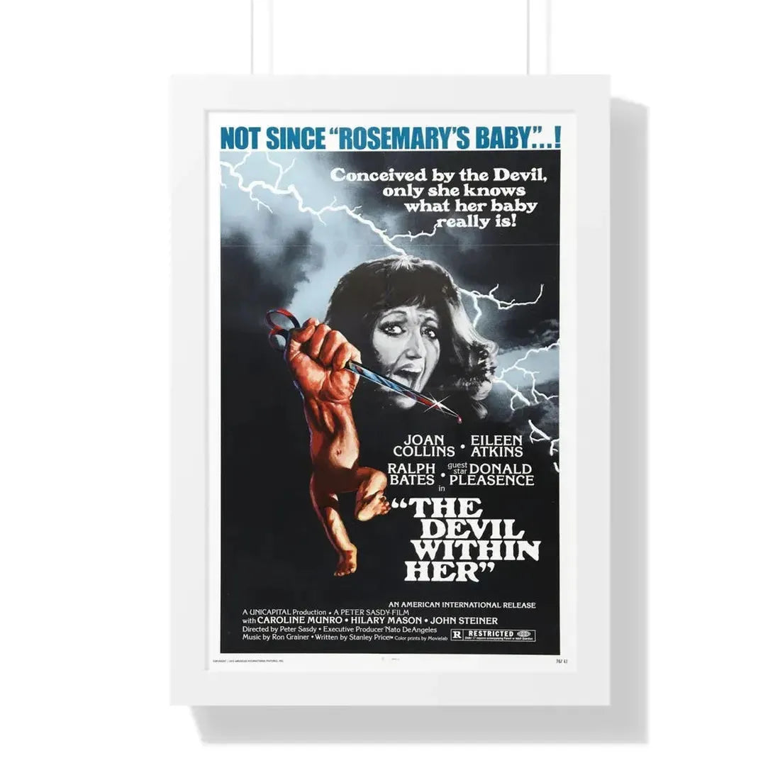 THE DEVIL WITHIN HER (I DON'T WANT TO BE BORN) 1975 - Framed Movie Poster 16″ x 24″ White - The Sticker Space