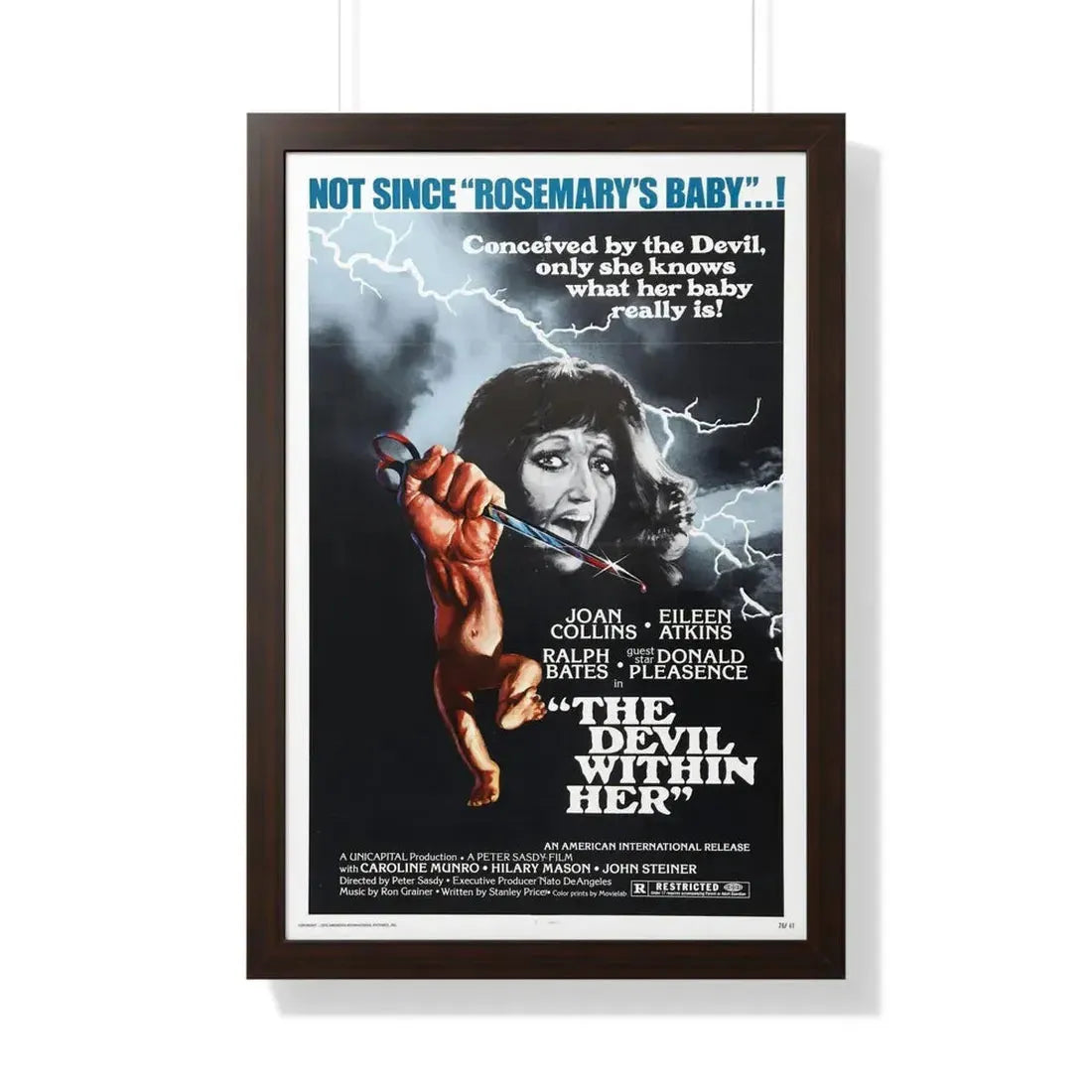 THE DEVIL WITHIN HER (I DON'T WANT TO BE BORN) 1975 - Framed Movie Poster 20" x 30" Walnut - The Sticker Space