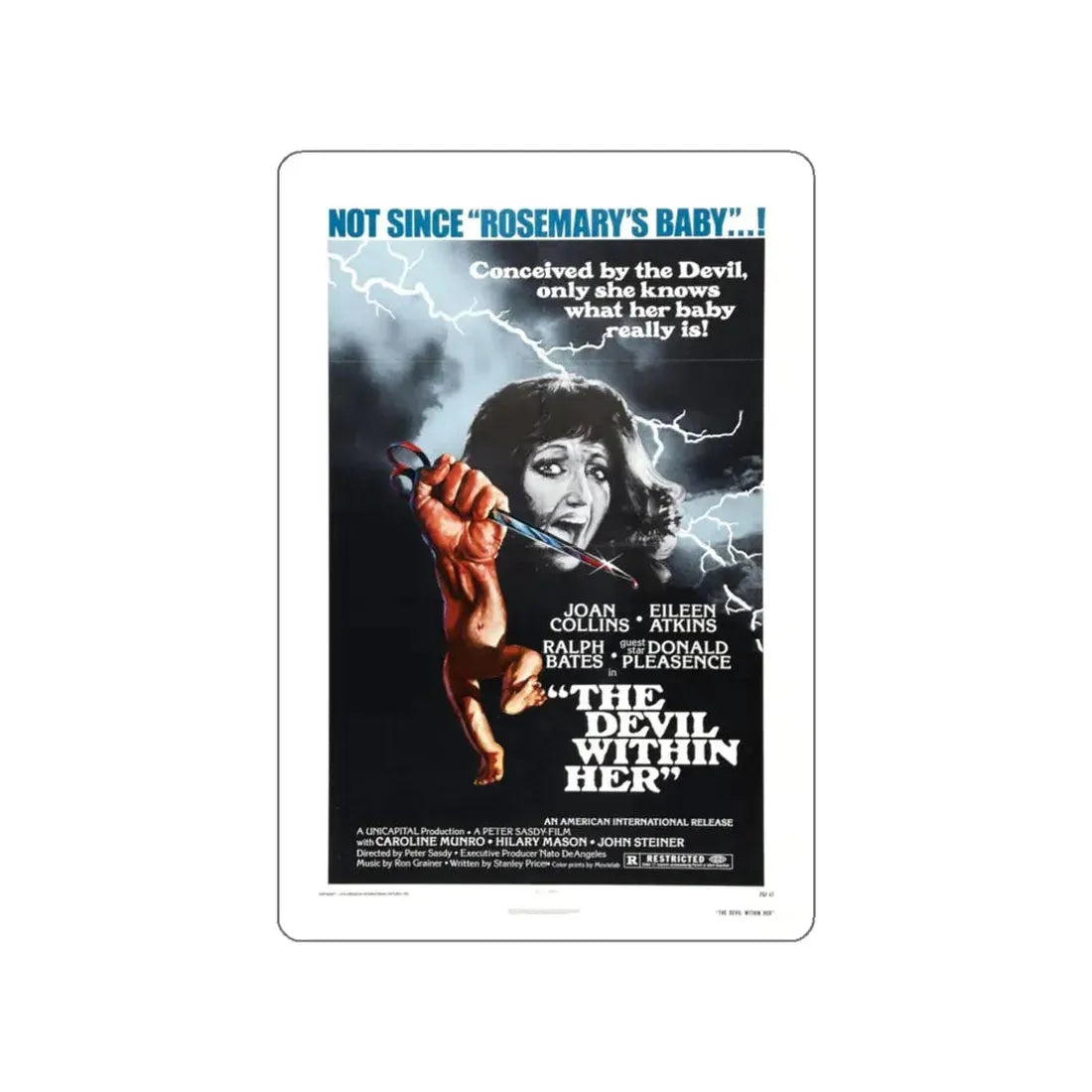 THE DEVIL WITHIN HER (I DON'T WANT TO BE BORN) 1975 Movie Poster STICKER Vinyl Die-Cut Decal 3 Inch - The Sticker Space