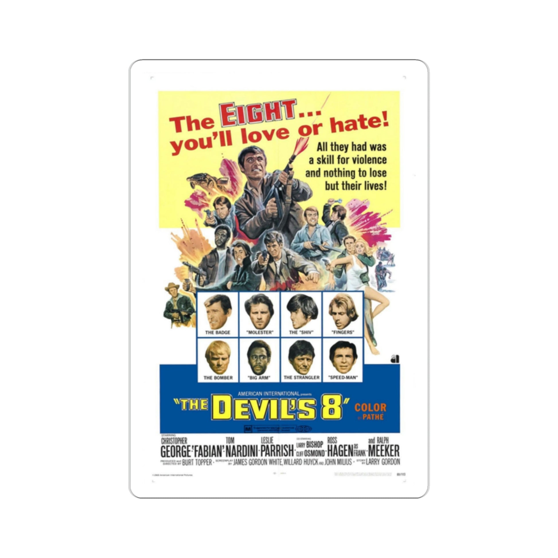 The Devil's 8 1969 Movie Poster STICKER Vinyl Die-Cut Decal-2 Inch-The Sticker Space