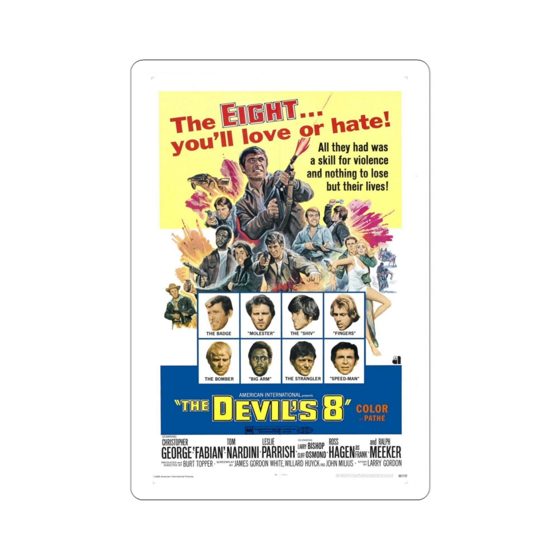 The Devil's 8 1969 Movie Poster STICKER Vinyl Die-Cut Decal-3 Inch-The Sticker Space