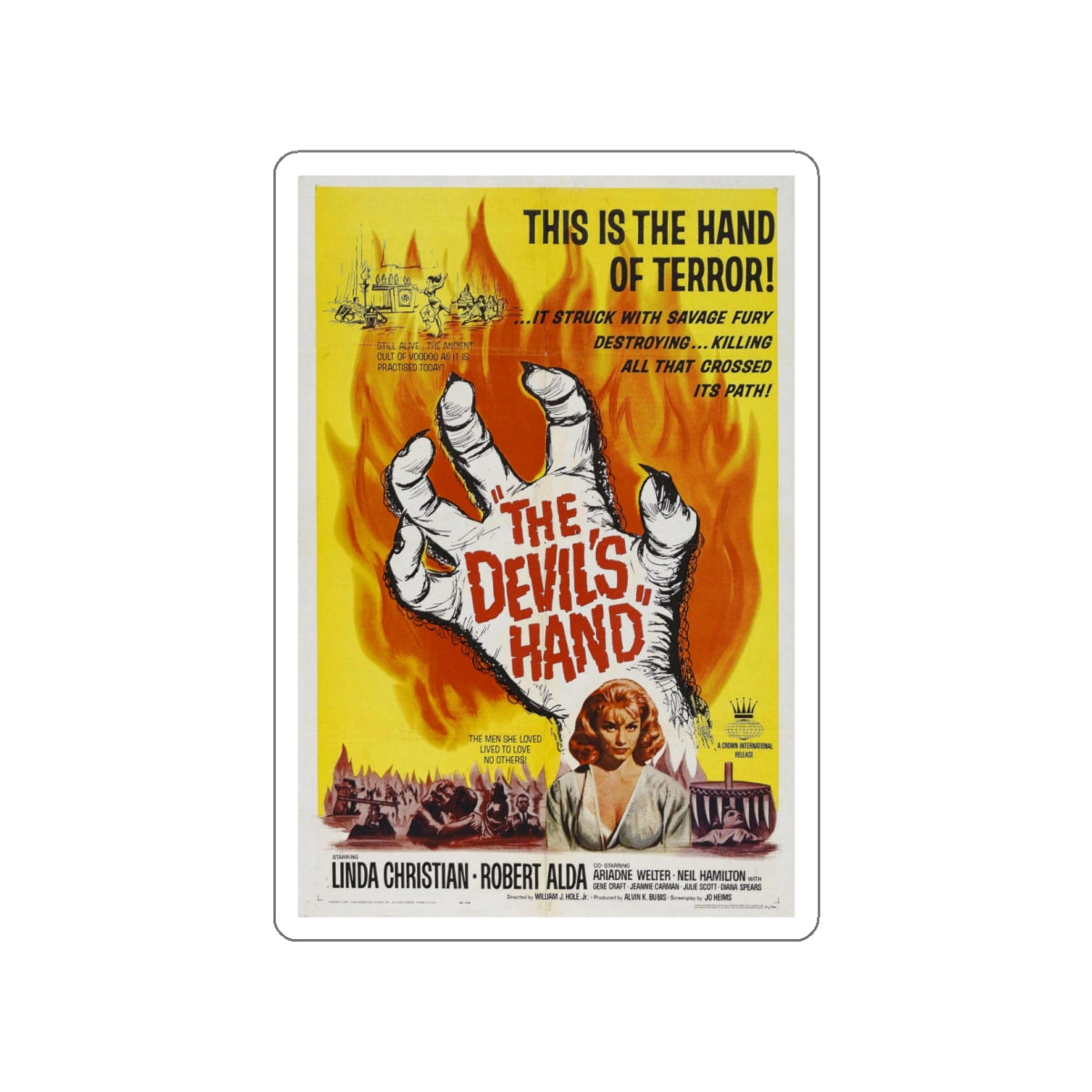 THE DEVIL'S HAND 1961 Movie Poster STICKER Vinyl Die-Cut Decal-White-The Sticker Space