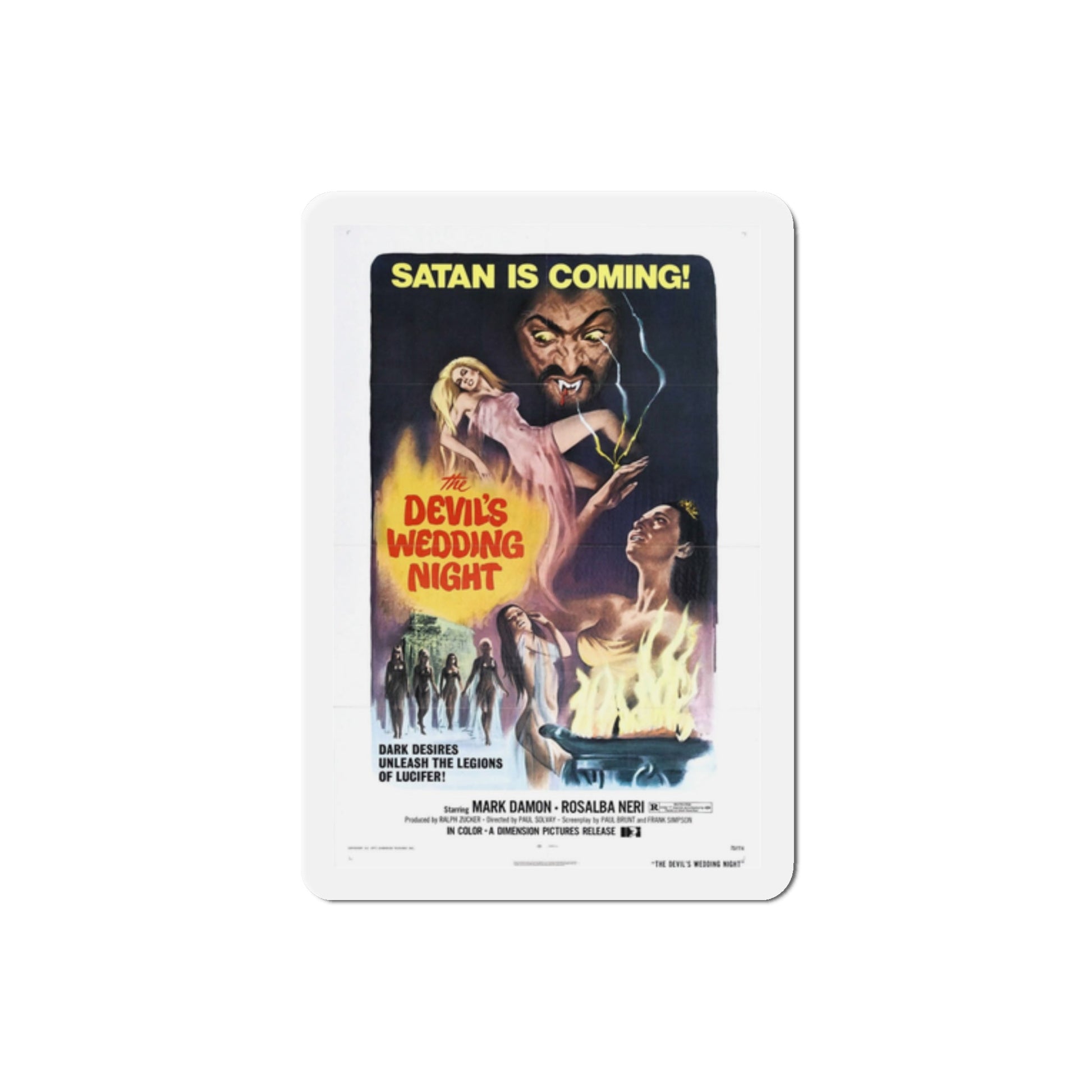 The Devil's Wedding Night 1973 Movie Poster Die-Cut Magnet-2" x 2"-The Sticker Space