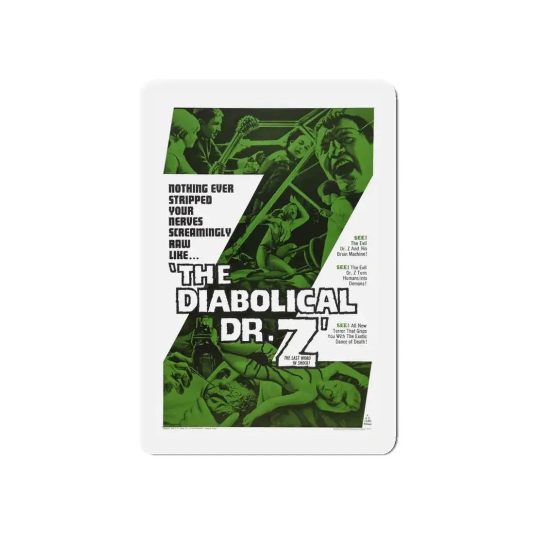 THE DIABOLICAL DR. Z 1966 Movie Poster - Refrigerator Magnet 3 Inch Die-Cut - The Sticker Space