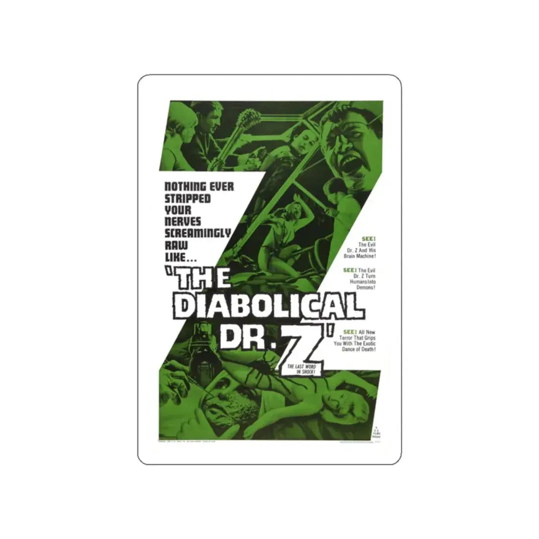 THE DIABOLICAL DR. Z 1966 Movie Poster STICKER Vinyl Die-Cut Decal 2 Inch - The Sticker Space