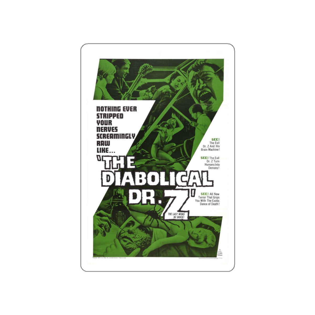 THE DIABOLICAL DR. Z 1966 Movie Poster STICKER Vinyl Die-Cut Decal-White-The Sticker Space