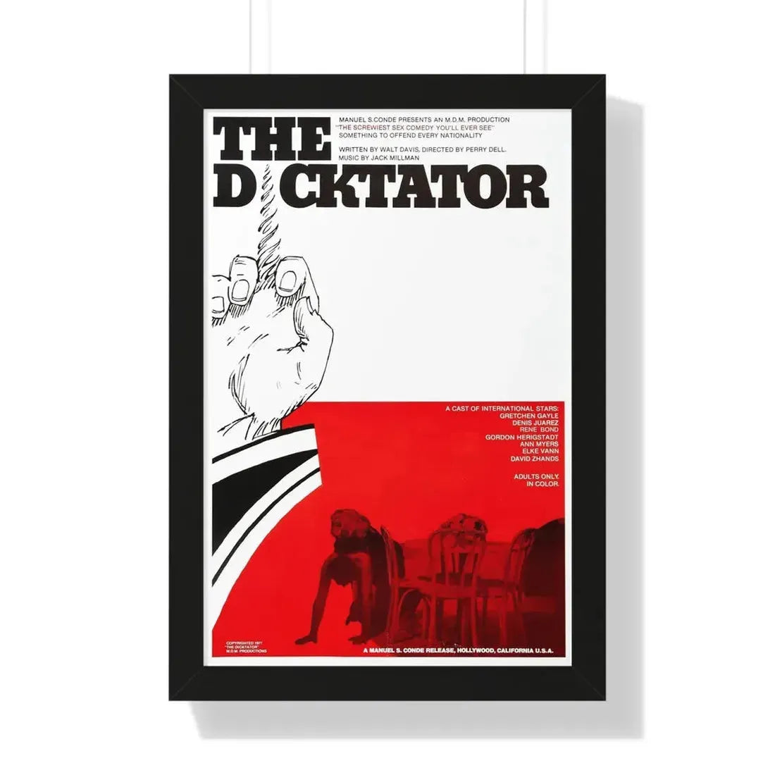 THE DICKTATOR 1974 - Framed Movie Poster 16″ x 24″ Black - The Sticker Space