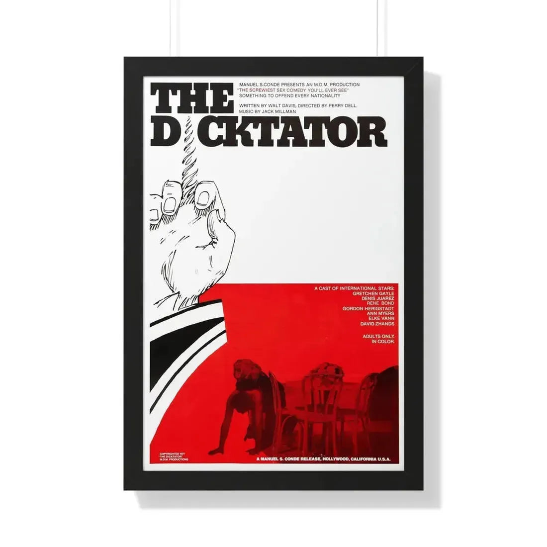 THE DICKTATOR 1974 - Framed Movie Poster 20" x 30" Black - The Sticker Space