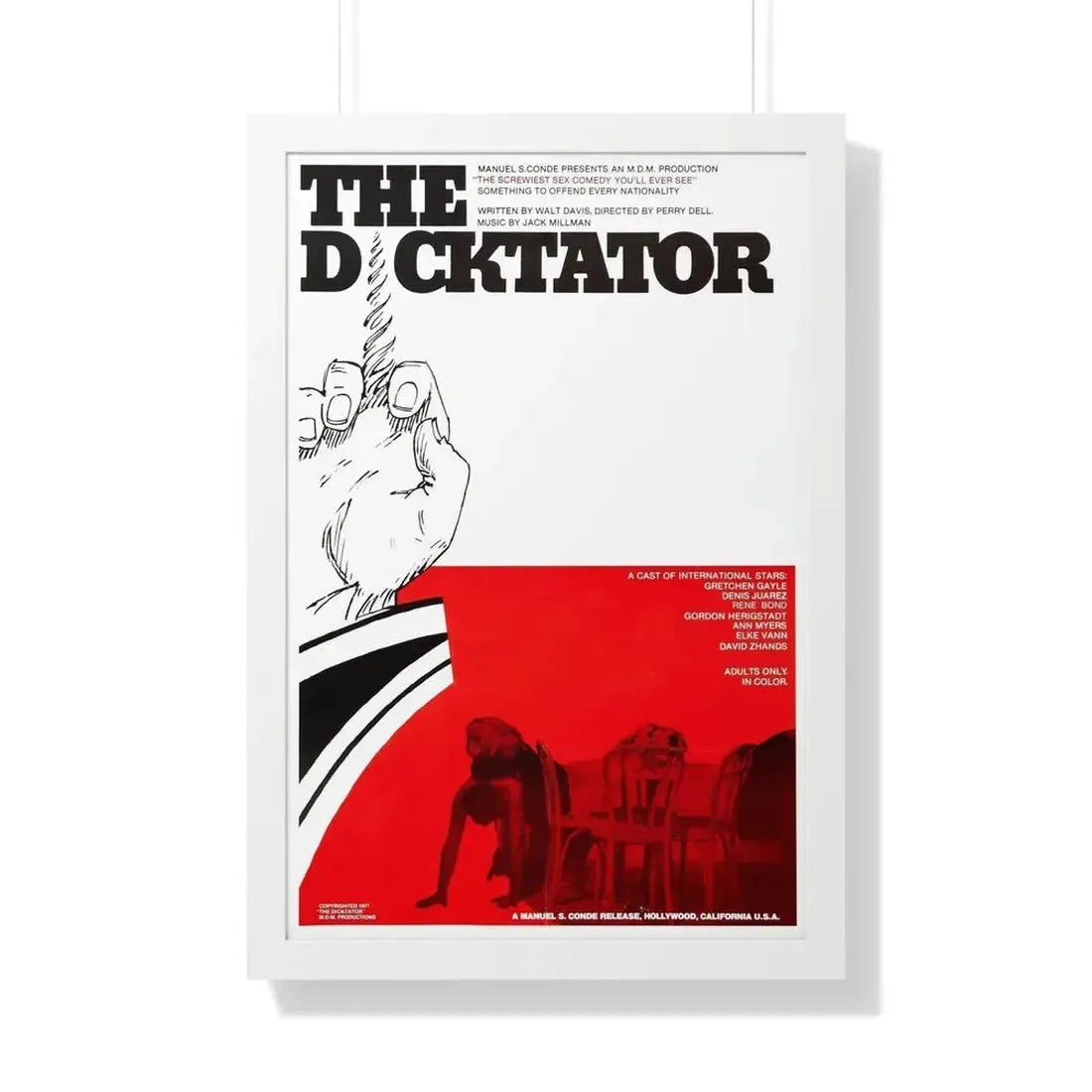 THE DICKTATOR 1974 - Framed Movie Poster 20" x 30" White - The Sticker Space