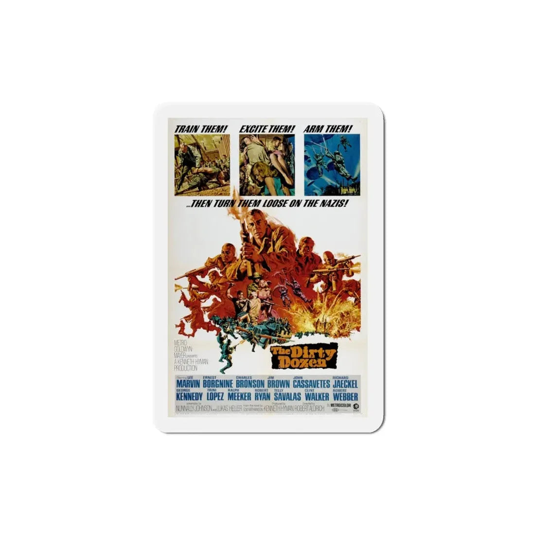 The Dirty Dozen 1967 Movie Poster Refrigerator Magnet 3 Inch - The Sticker Space