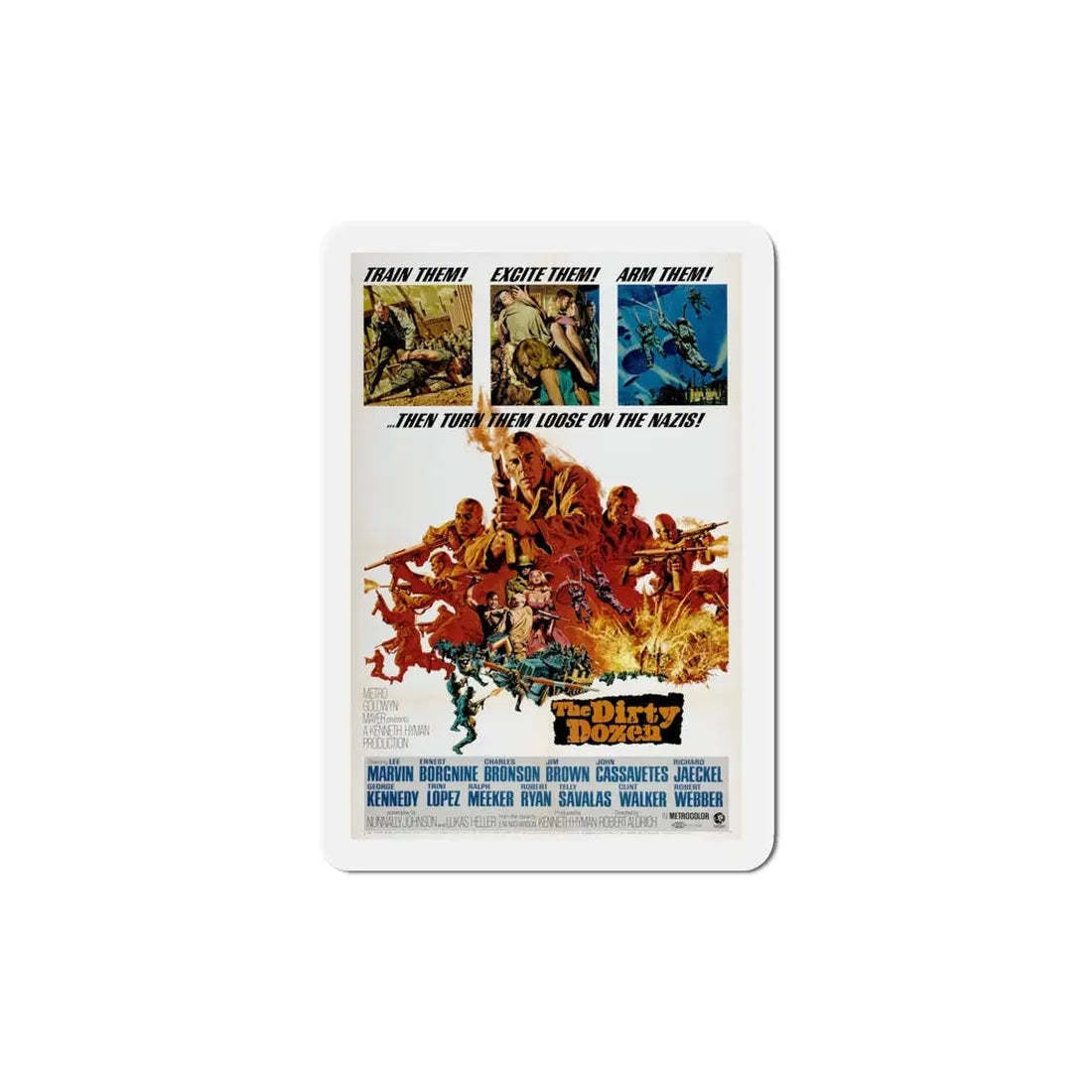 The Dirty Dozen 1967 Movie Poster Refrigerator Magnet 5 Inch - The Sticker Space