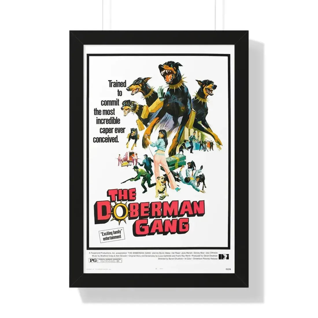 THE DOBERMAN GANG 1972 - Framed Movie Poster 16″ x 24″ Black - The Sticker Space