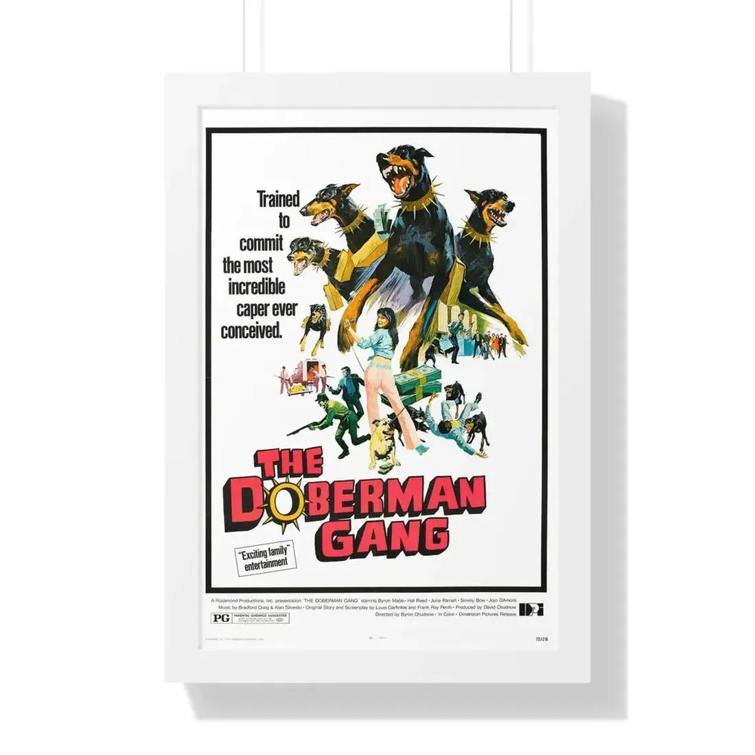 THE DOBERMAN GANG 1972 - Framed Movie Poster 16″ x 24″ White - The Sticker Space