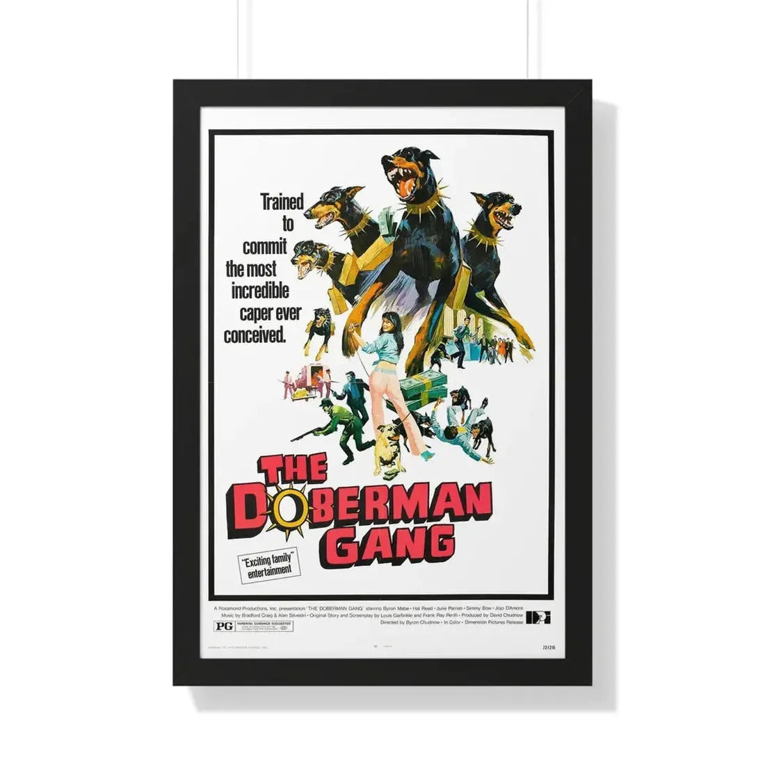 THE DOBERMAN GANG 1972 - Framed Movie Poster 20" x 30" Black - The Sticker Space