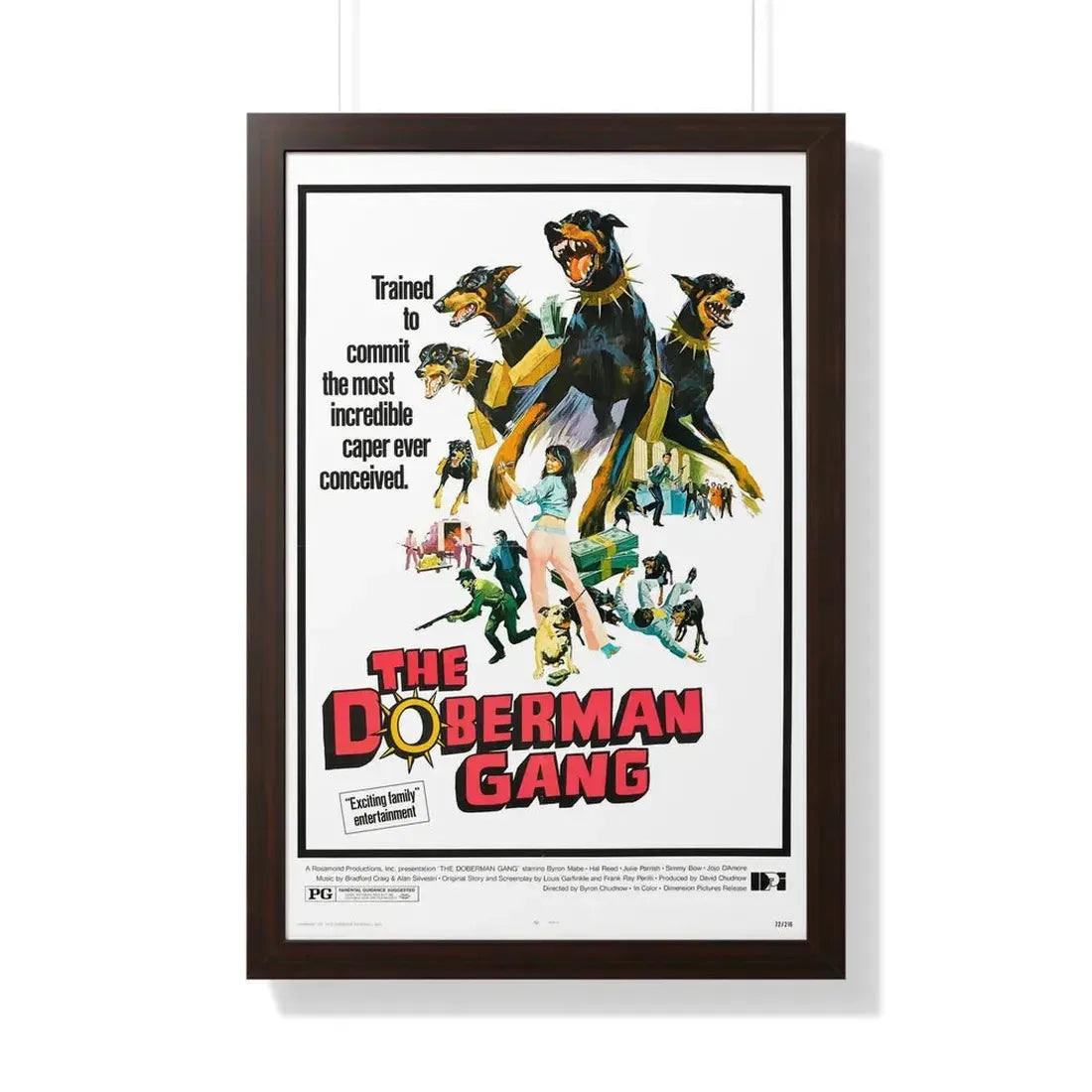 THE DOBERMAN GANG 1972 - Framed Movie Poster 20" x 30" Walnut - The Sticker Space