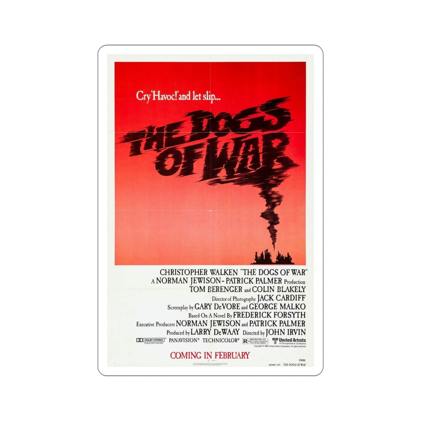 The Dogs of War 1981 Movie Poster STICKER Vinyl Die-Cut Decal-5 Inch-The Sticker Space