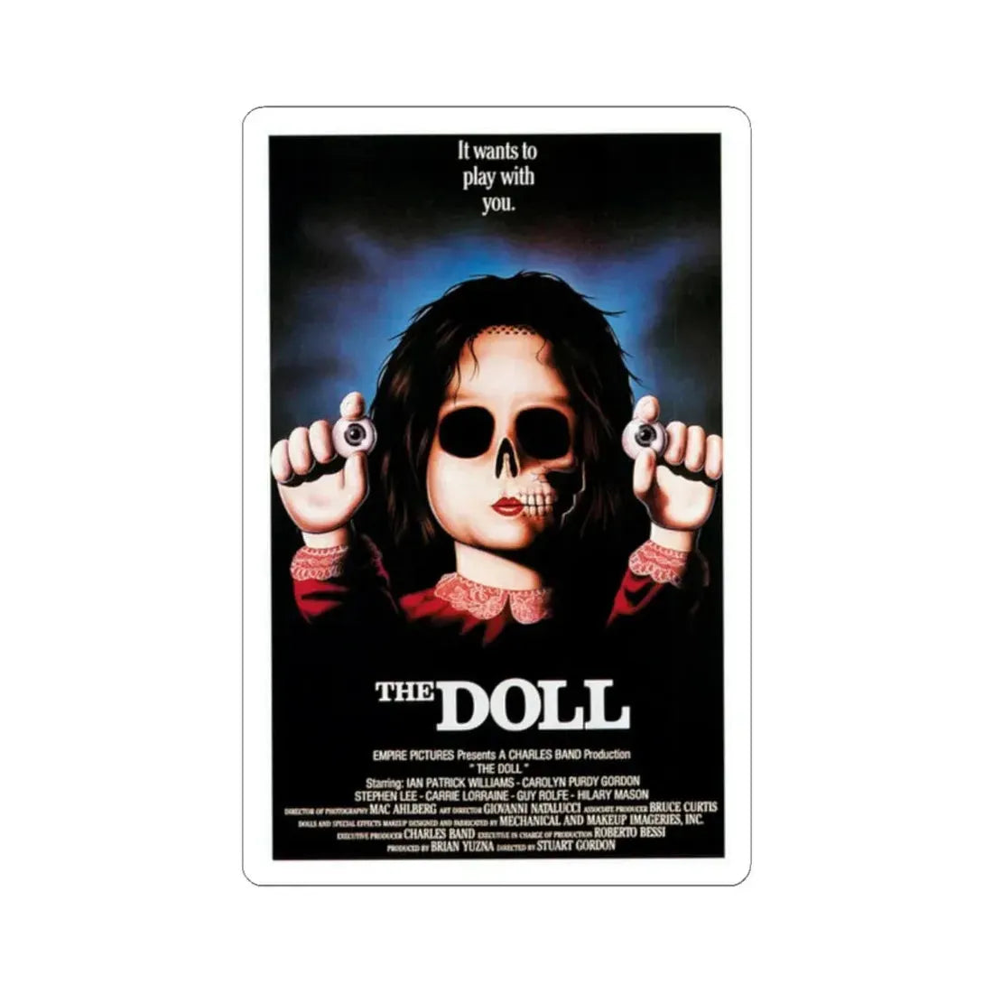 THE DOLL (DOLLS) 1986 Movie Poster - STICKER Vinyl Kiss-Cut Decal 2 Inch White - The Sticker Space