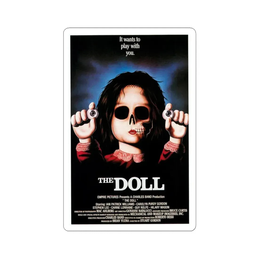THE DOLL (DOLLS) 1986 Movie Poster - STICKER Vinyl Kiss-Cut Decal 3 Inch White - The Sticker Space