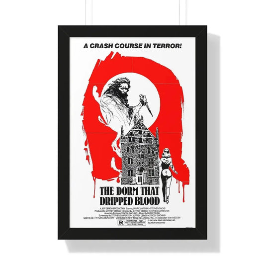 THE DORM THAT DRIPPED BLOOD 1982 - Framed Movie Poster 16″ x 24″ Black - The Sticker Space