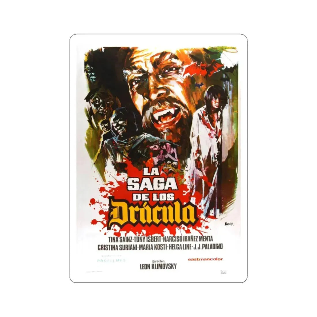 THE DRACULA SAGA 1972 Movie Poster - STICKER Vinyl Kiss-Cut Decal 3 Inch White - The Sticker Space