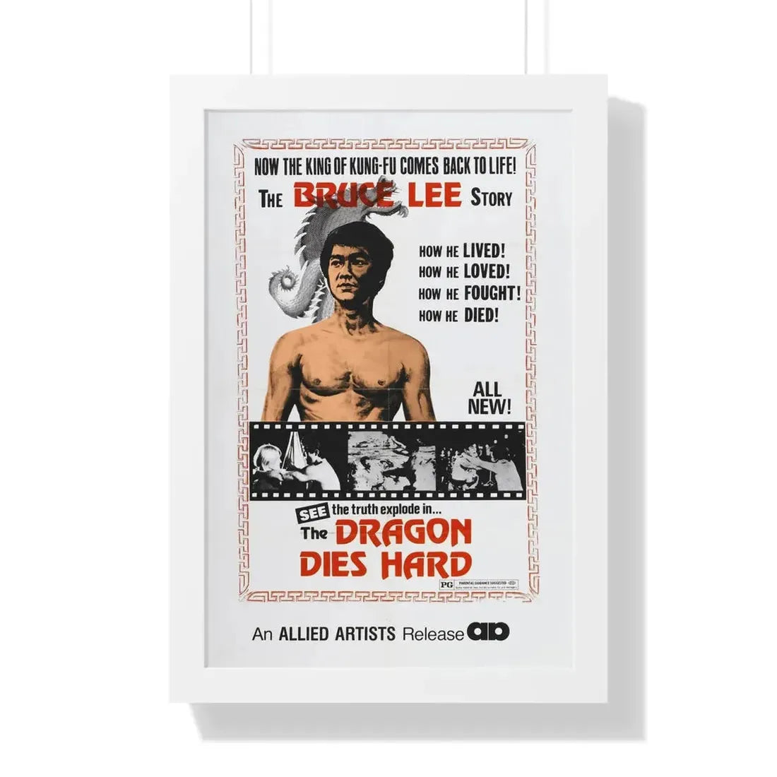 THE DRAGON DIES HARD 1974 - Framed Movie Poster 16″ x 24″ White - The Sticker Space