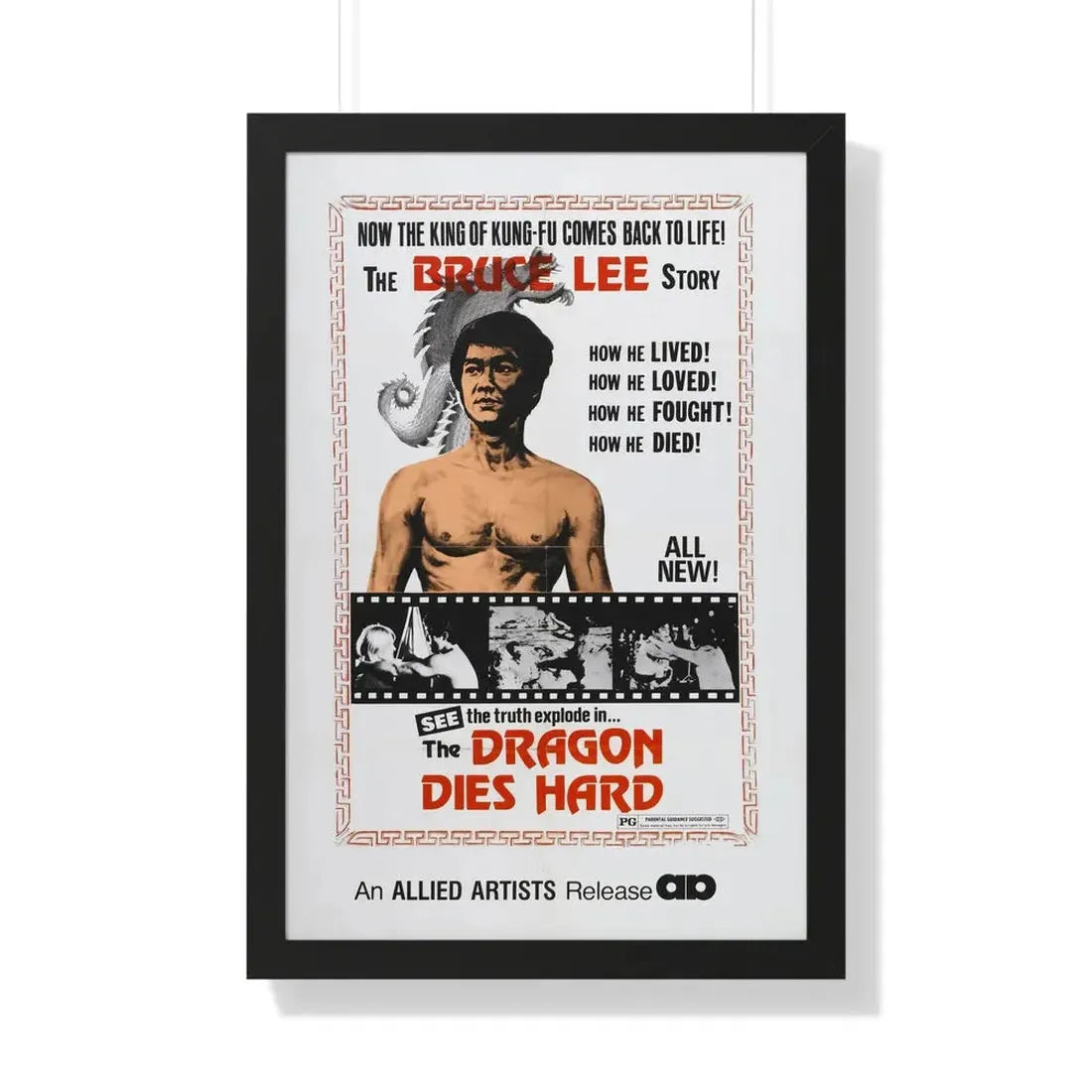 THE DRAGON DIES HARD 1974 - Framed Movie Poster 20" x 30" Black - The Sticker Space