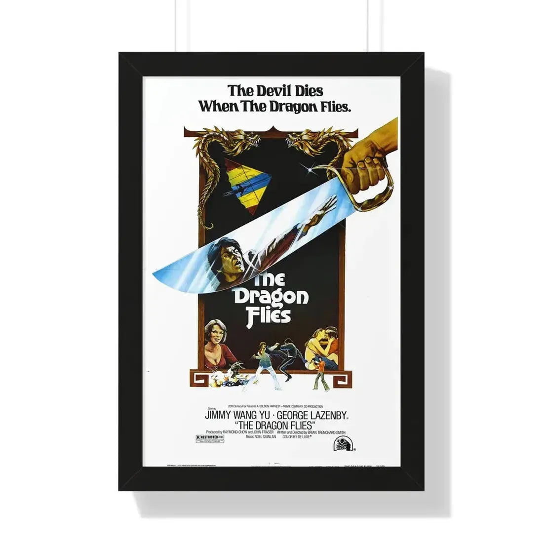 THE DRAGON FLIES (THE MAN FROM HONG KONG) 1975 - Framed Movie Poster 16″ x 24″ Black - The Sticker Space