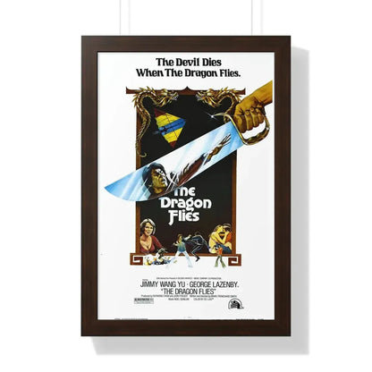 THE DRAGON FLIES (THE MAN FROM HONG KONG) 1975 - Framed Movie Poster 16″ x 24″ Walnut - The Sticker Space