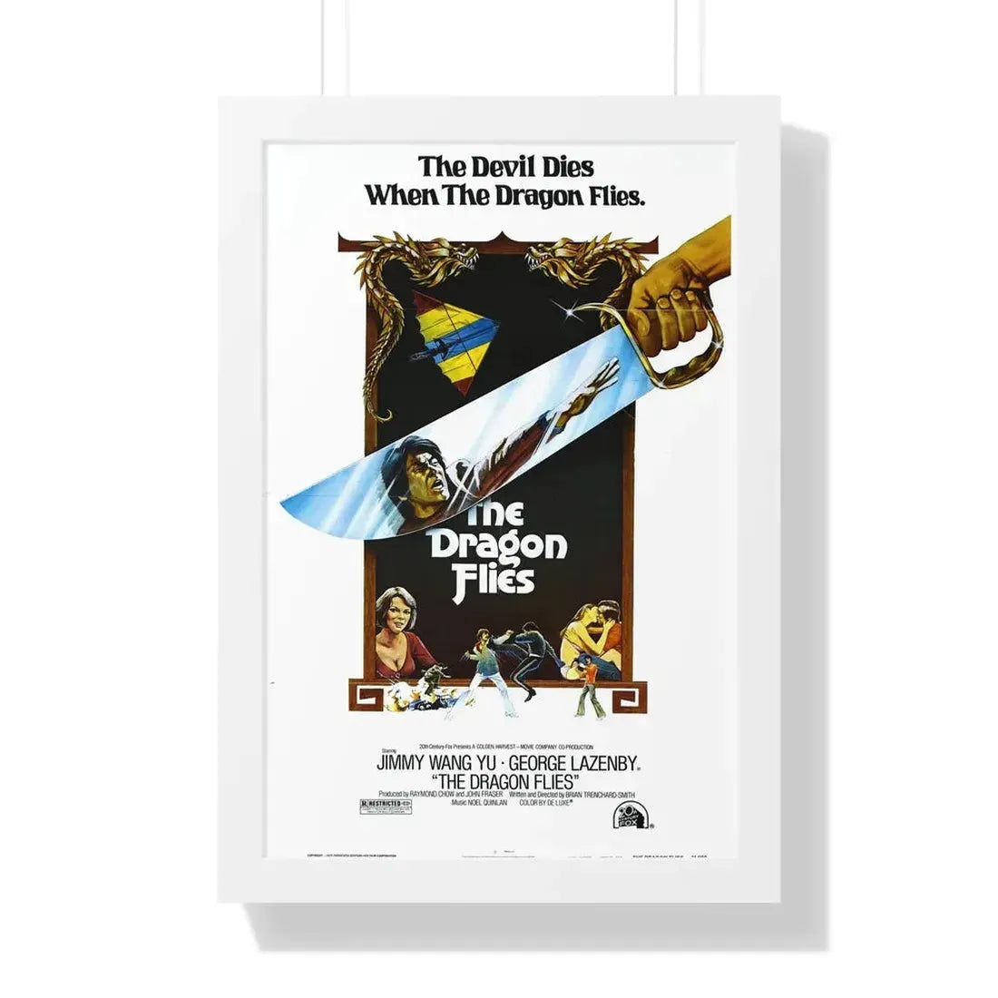 THE DRAGON FLIES (THE MAN FROM HONG KONG) 1975 - Framed Movie Poster 16″ x 24″ White - The Sticker Space