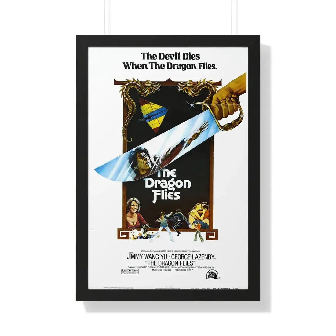 THE DRAGON FLIES (THE MAN FROM HONG KONG) 1975 - Framed Movie Poster 20" x 30" Black - The Sticker Space