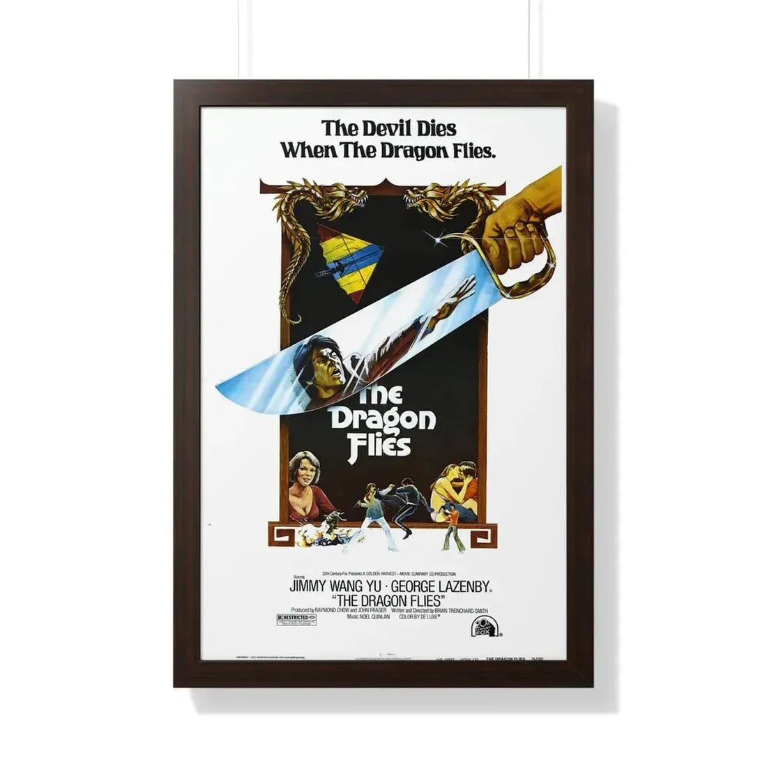 THE DRAGON FLIES (THE MAN FROM HONG KONG) 1975 - Framed Movie Poster 20" x 30" Walnut - The Sticker Space