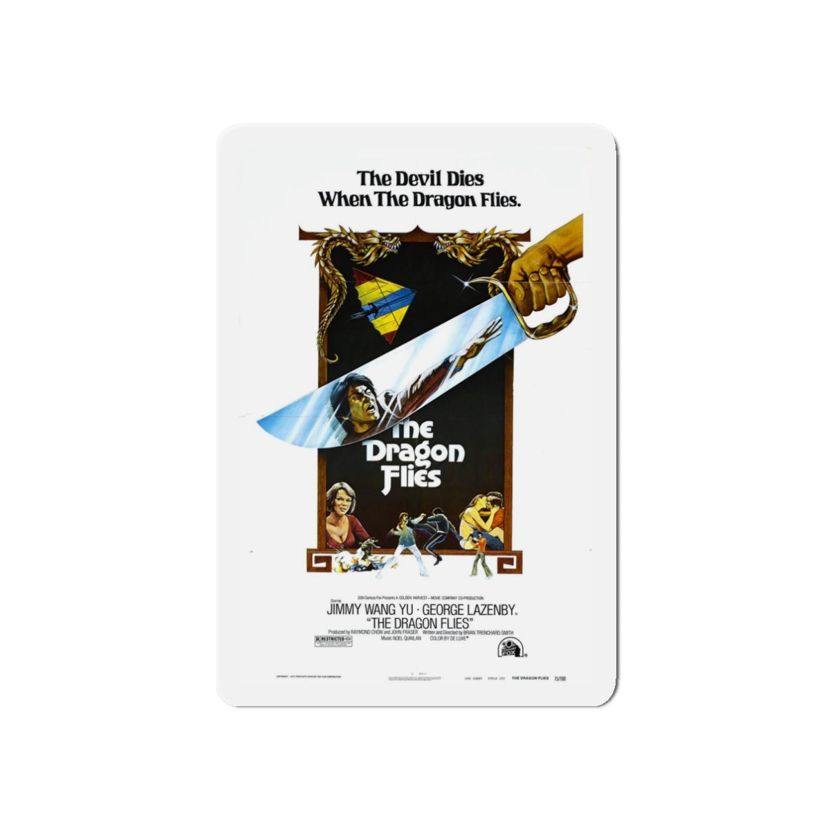 THE DRAGON FLIES (THE MAN FROM HONG KONG) 1975 Movie Poster - Refrigerator Magnet-3" x 3"-Die-Cut-1 pc-The Sticker Space