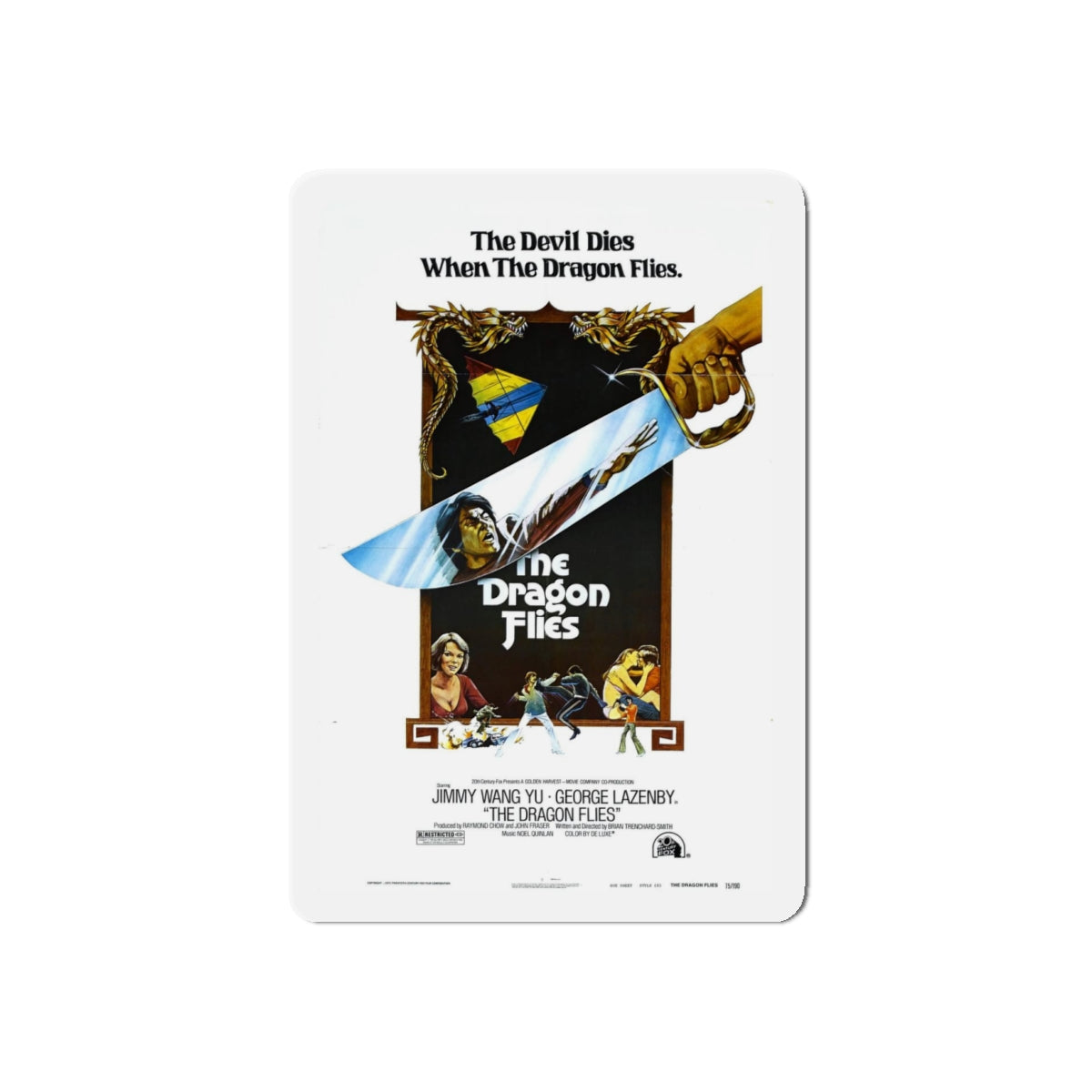 THE DRAGON FLIES (THE MAN FROM HONG KONG) 1975 Movie Poster - Refrigerator Magnet-4" x 4"-Die-Cut-1 pc-The Sticker Space