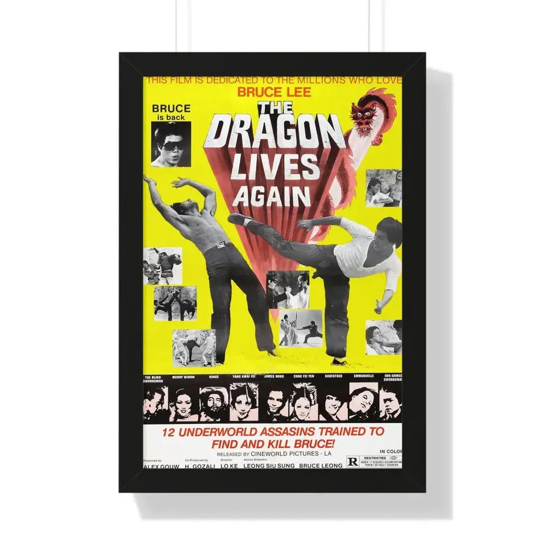 THE DRAGON LIVES AGAIN 1977 - Framed Movie Poster 16″ x 24″ Black - The Sticker Space