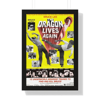 THE DRAGON LIVES AGAIN 1977 - Framed Movie Poster 16″ x 24″ Black - The Sticker Space