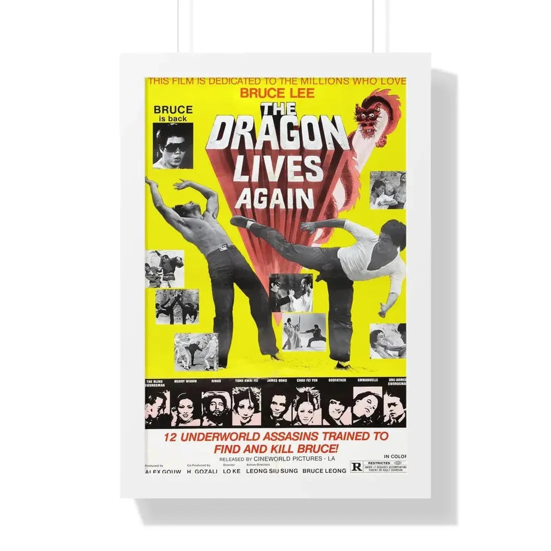 THE DRAGON LIVES AGAIN 1977 - Framed Movie Poster 16″ x 24″ White - The Sticker Space