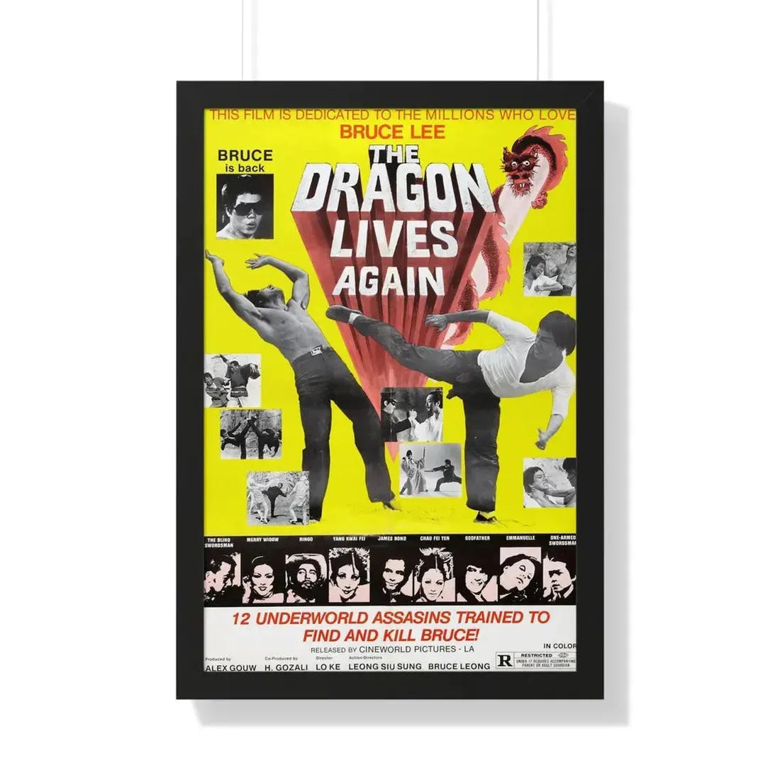 THE DRAGON LIVES AGAIN 1977 - Framed Movie Poster 20" x 30" Black - The Sticker Space