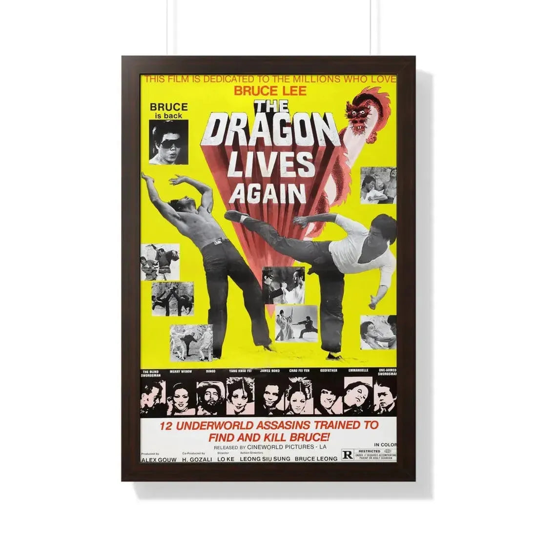 THE DRAGON LIVES AGAIN 1977 - Framed Movie Poster 20" x 30" Walnut - The Sticker Space