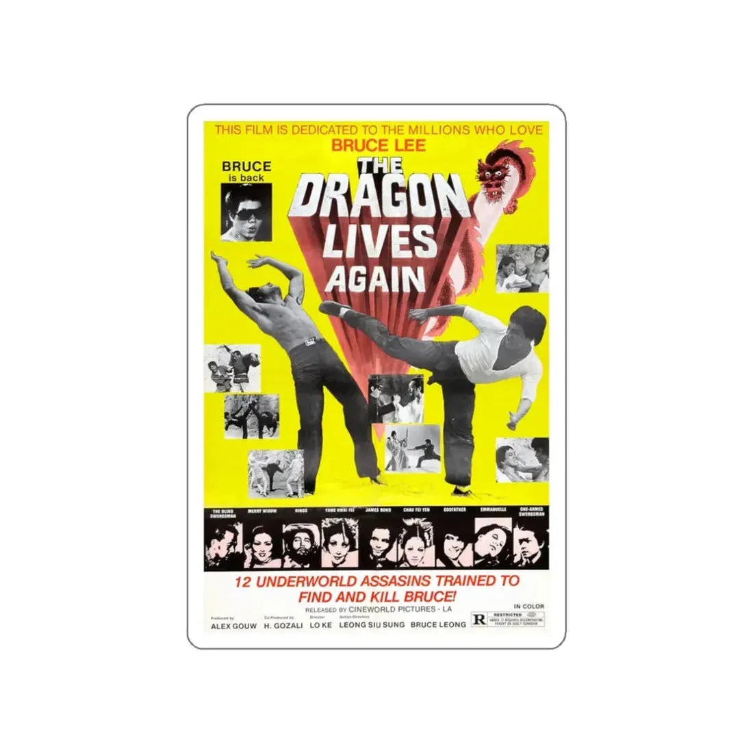 THE DRAGON LIVES AGAIN 1977 Movie Poster STICKER Vinyl Die-Cut Decal 3 Inch - The Sticker Space