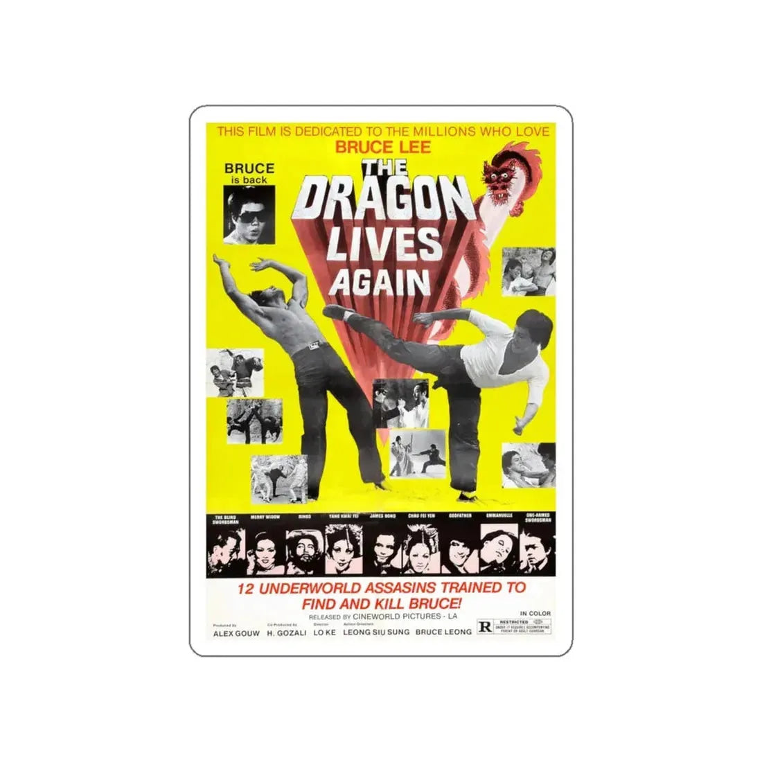 THE DRAGON LIVES AGAIN 1977 Movie Poster STICKER Vinyl Die-Cut Decal 5 Inch - The Sticker Space
