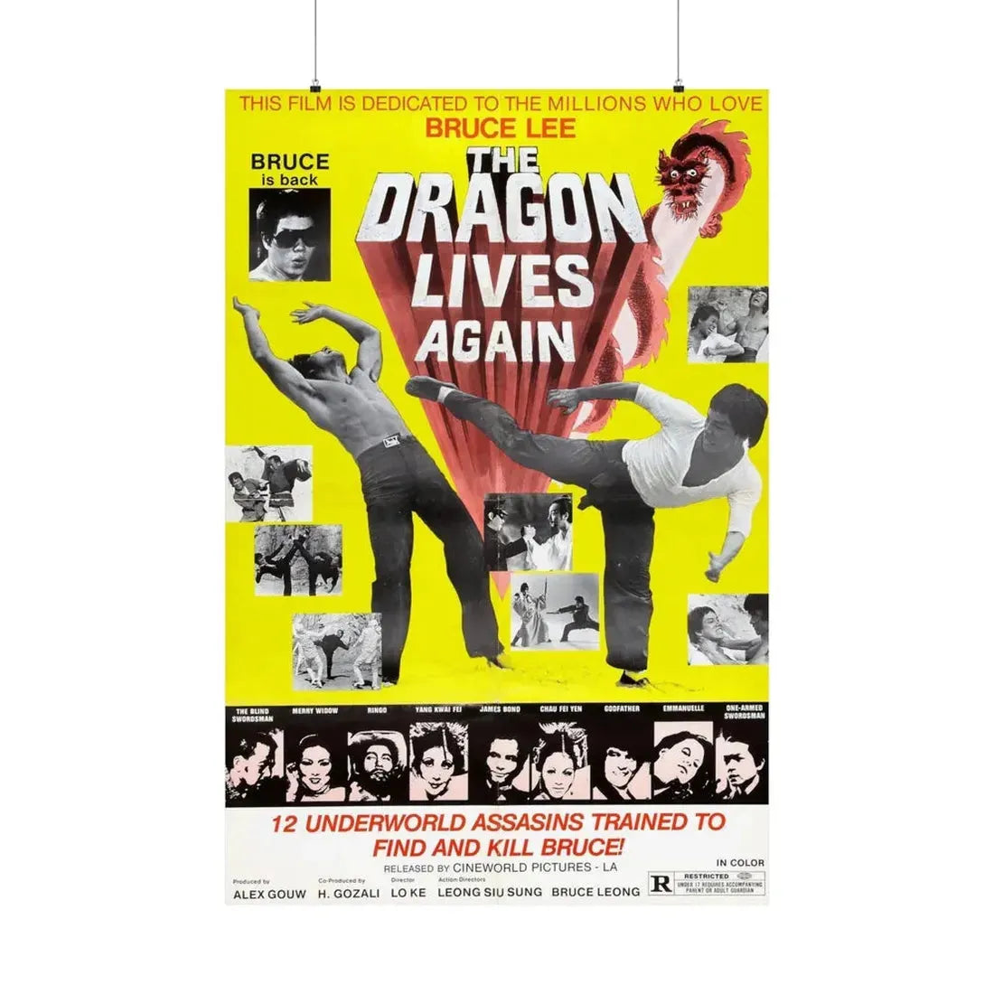 THE DRAGON LIVES AGAIN 1977 - Paper Movie Poster 36" x 54" Matte - The Sticker Space