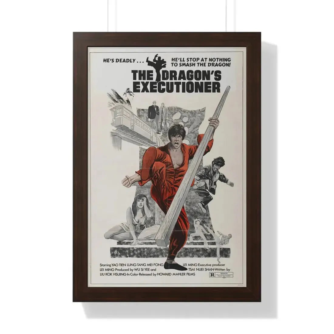 THE DRAGON'S EXECUTIONER 1972 - Framed Movie Poster 16″ x 24″ Walnut - The Sticker Space