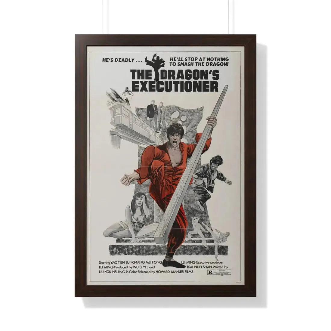 THE DRAGON'S EXECUTIONER 1972 - Framed Movie Poster 20" x 30" Walnut - The Sticker Space