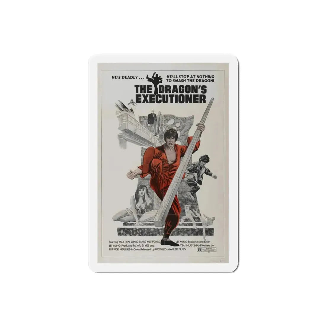 THE DRAGON'S EXECUTIONER 1972 Movie Poster - Refrigerator Magnet 6 Inch Die-Cut - The Sticker Space