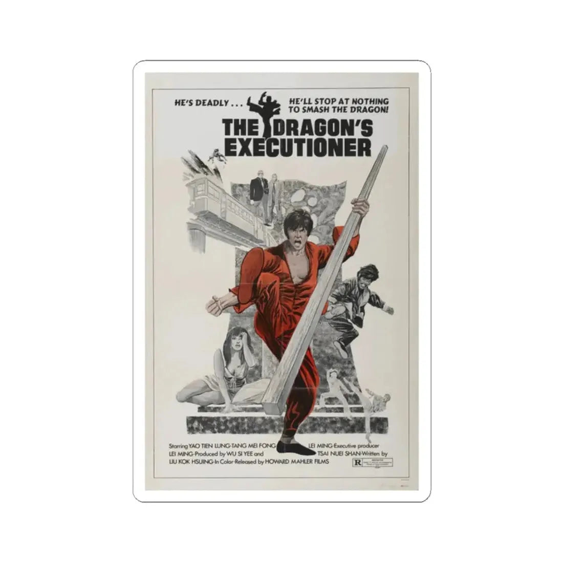 THE DRAGON'S EXECUTIONER 1972 Movie Poster - STICKER Vinyl Kiss-Cut Decal 2 Inch White - The Sticker Space